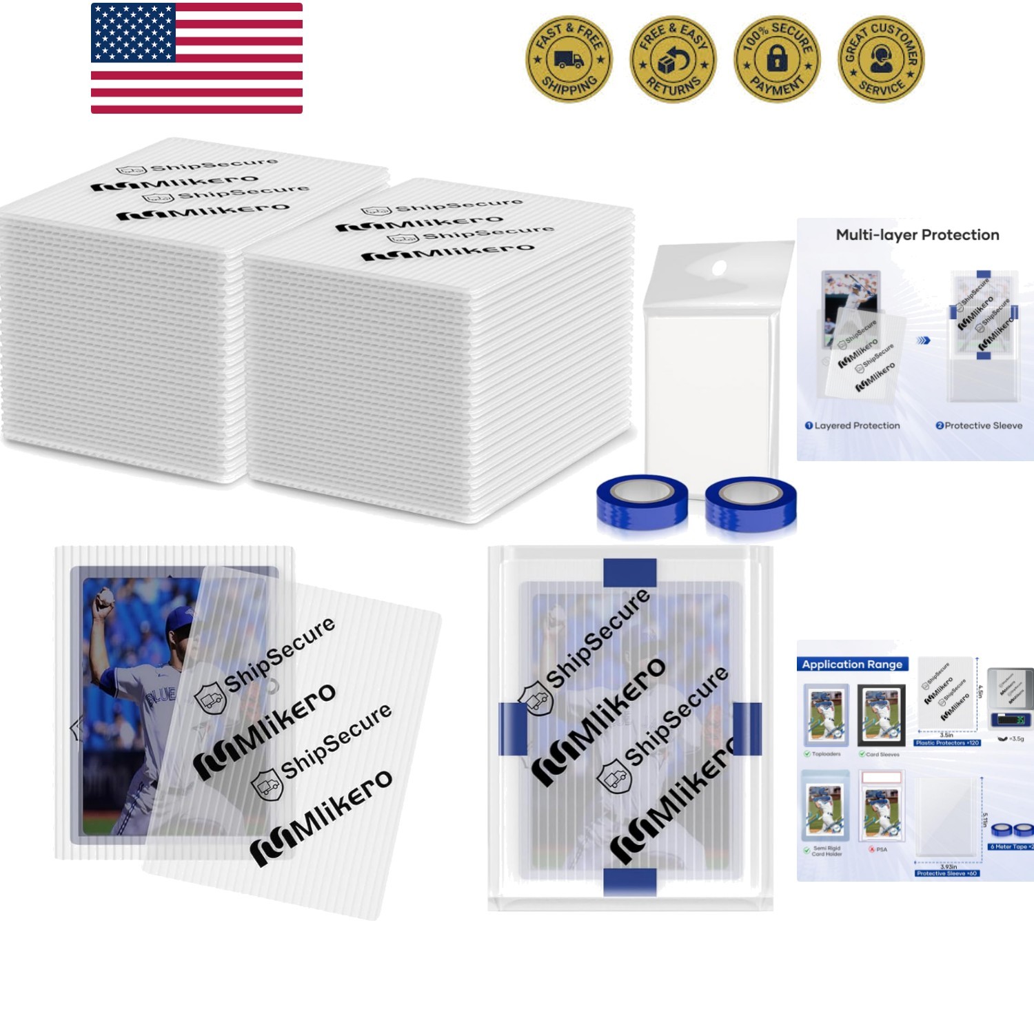 120 Pack Trading Card Shipping Protectors, 3.5” x 4.5” Plastic Card Protect…