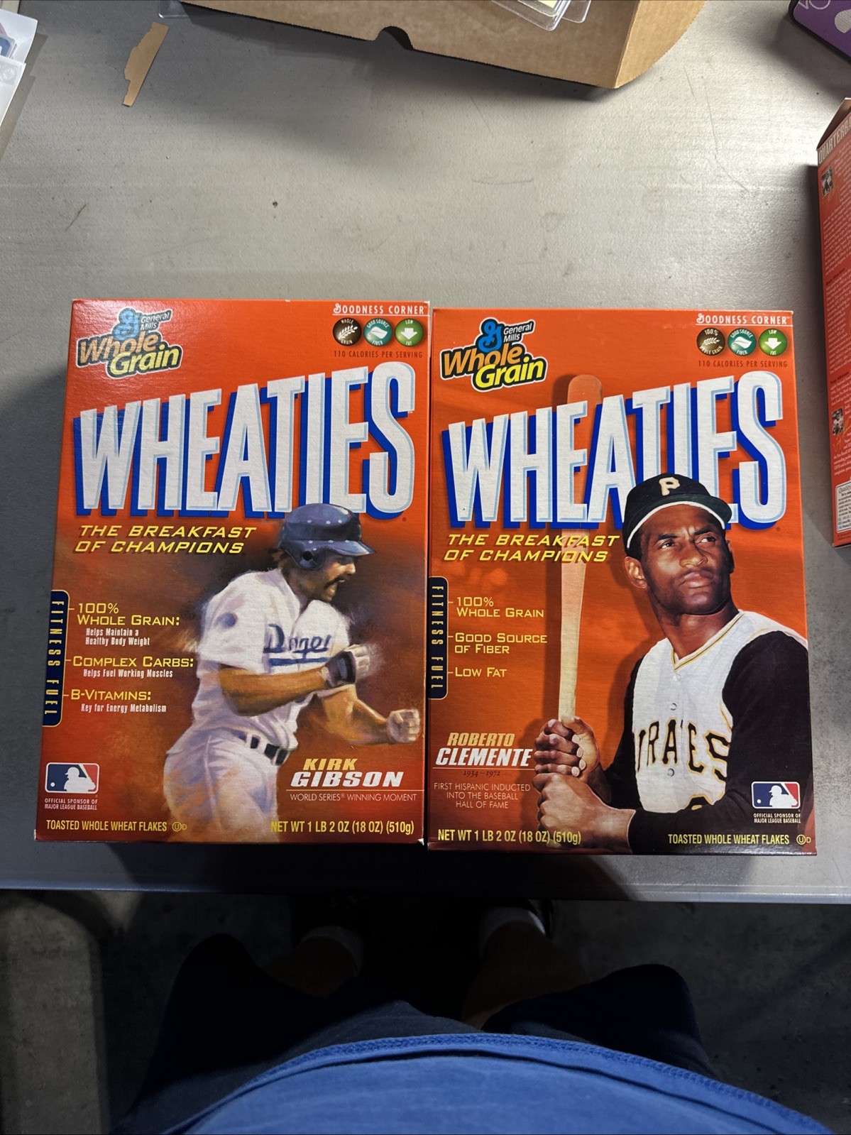 Roberto Clemente & Kirk Gibson Empty Wheaties Boxes.