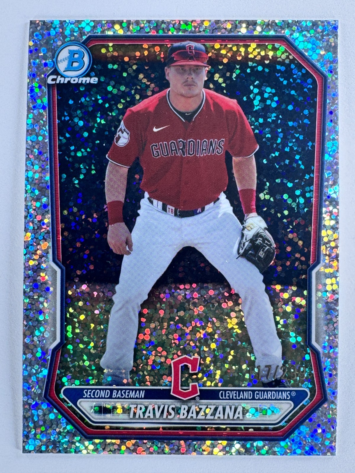 TRAVIS BAZZANA 2026 Bowman #BCP-35 Chrome Prospects SPECKLE REFRACTOR /299 CLE