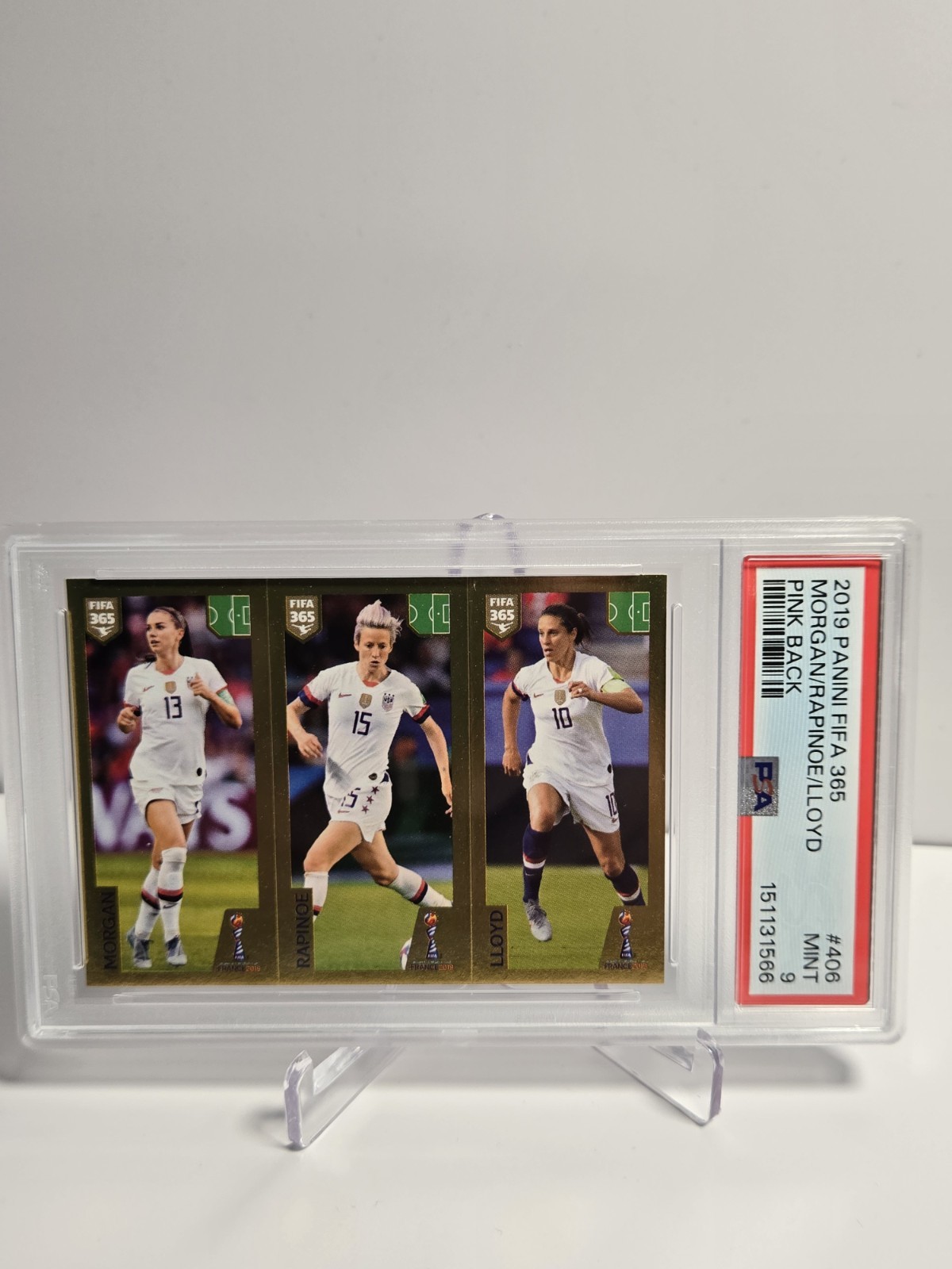 2019 Panini Fifa 365 Alex Morgan/Carli Lloyd/Megan Rapinoe Pink Back #406 PSA 9