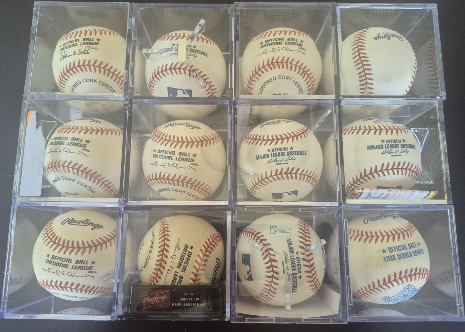 12 Signed Baseballs In Cubes Autographed Good Names