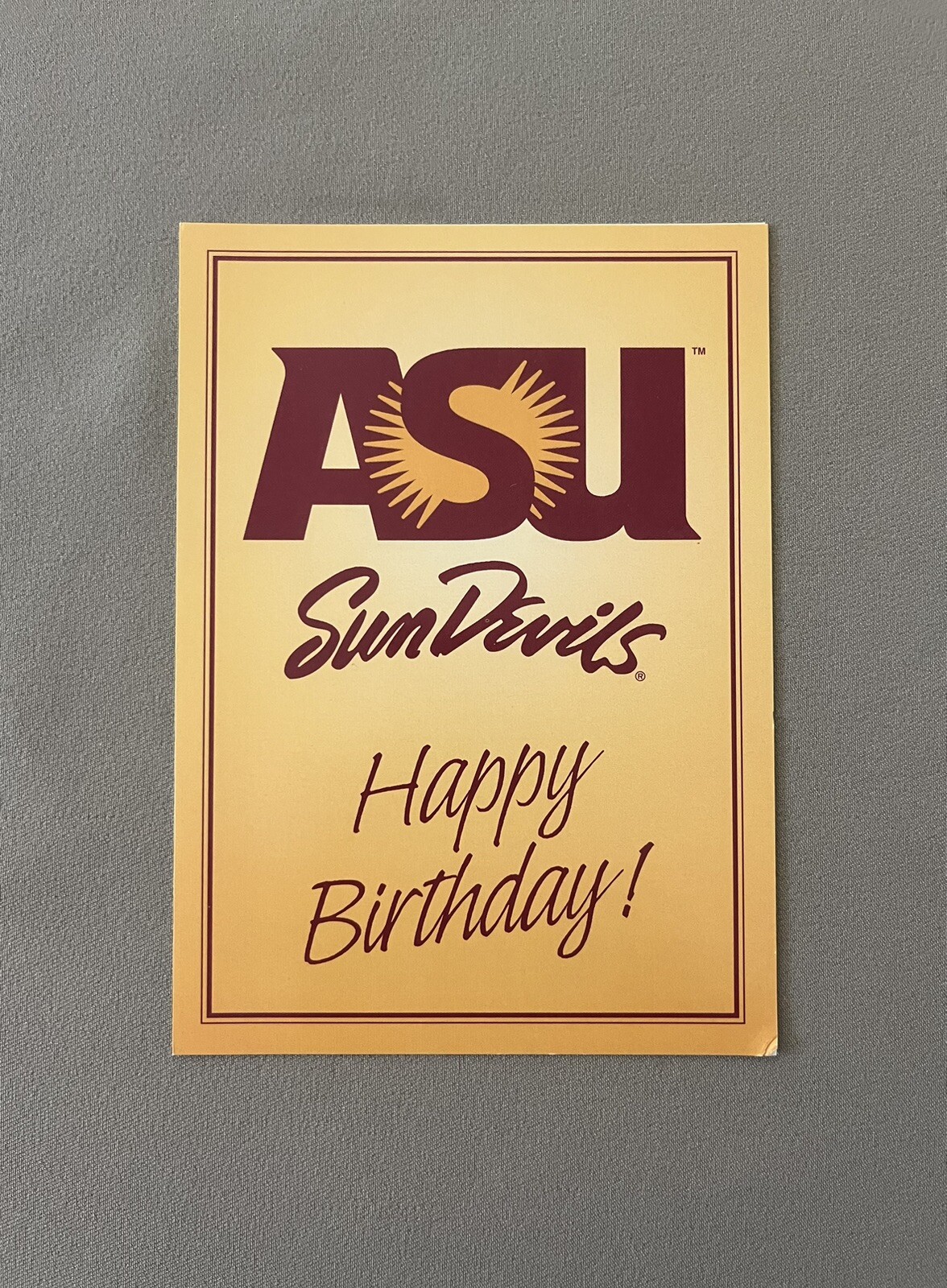 NCAA ASU “Sun Devils” Birthday Card Made By Bernie Kosar Greeting Card Co., New!