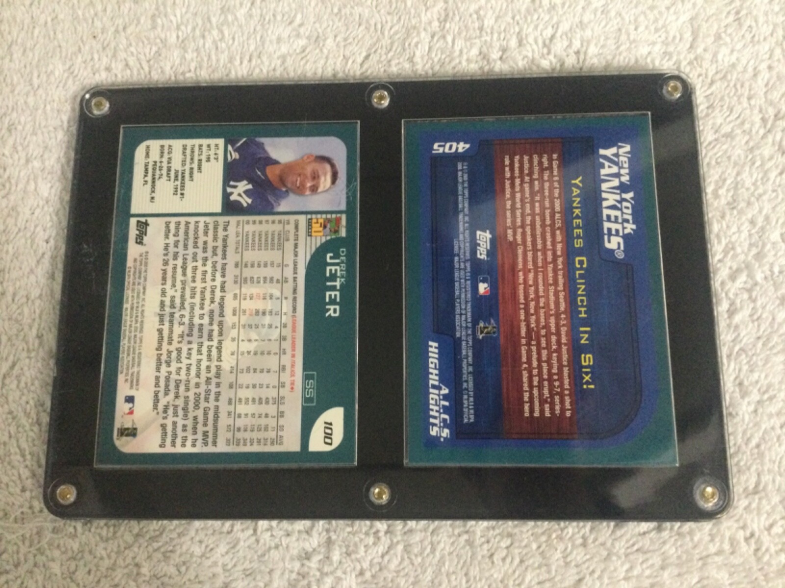 2000 Topps Subway Series Derek Jeter #100 & ALCS YANKEES CLINCH IN SIX #405