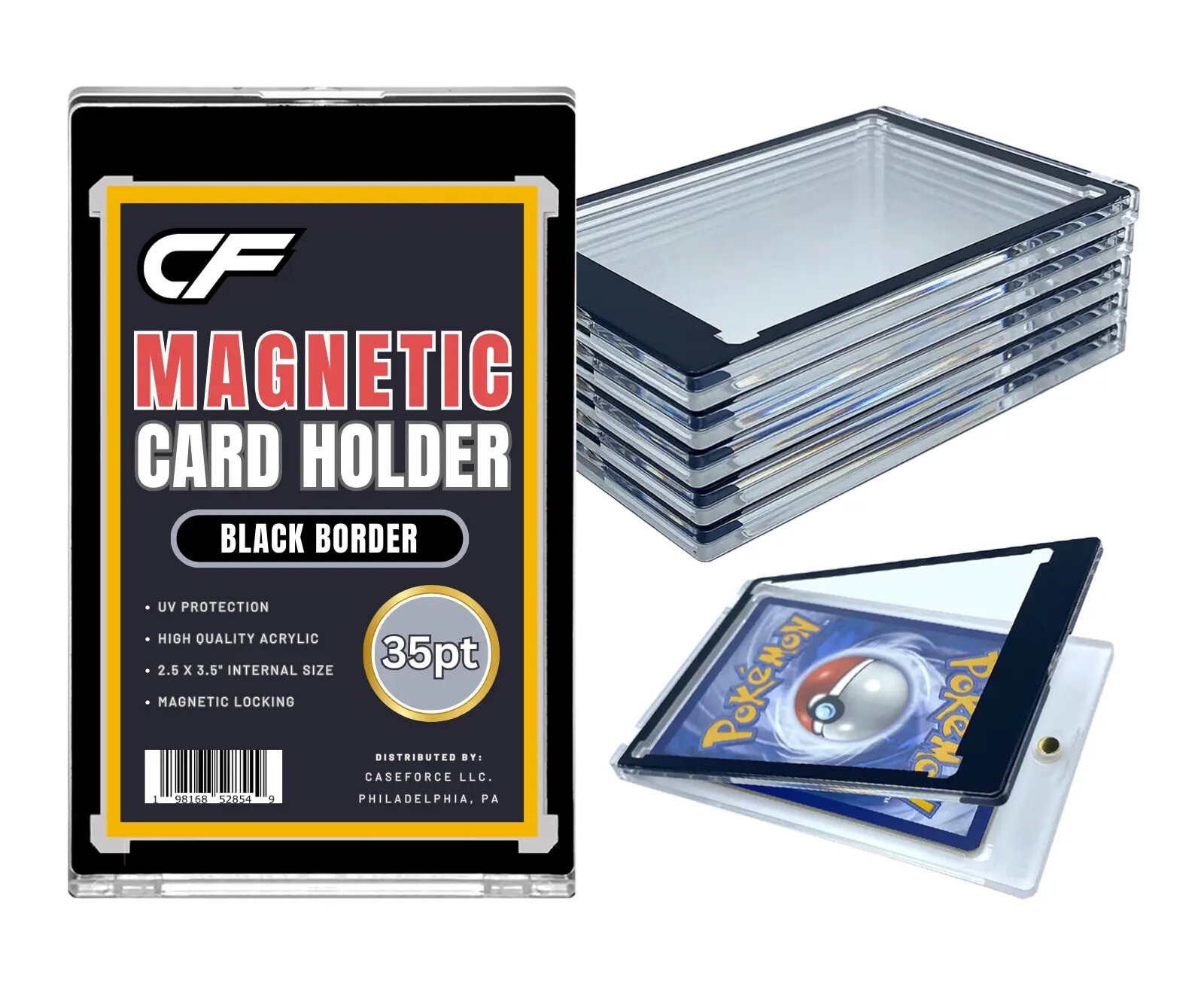 CF Magnetic Card Holder One Touch Case BLACK BORDER – 35PT-360PT Sizes