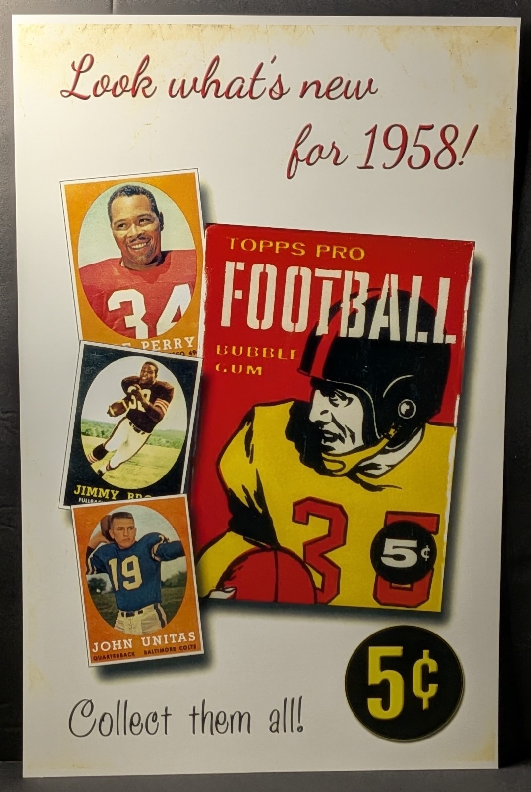1958 Topps Football Card Repro Window Advertising 11″x17″
