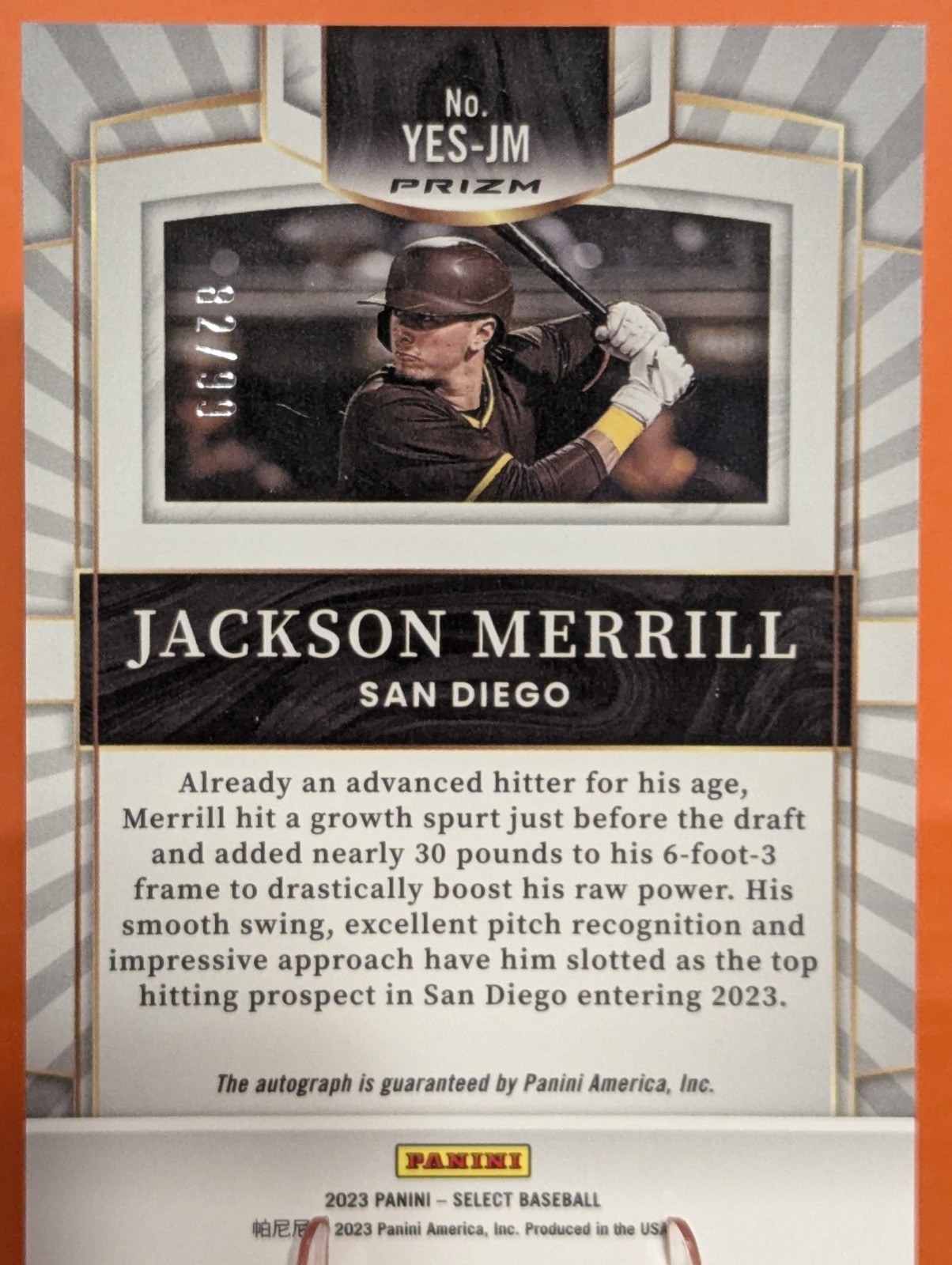 2023 Panini Select – Youth Explosion Signatures Jackson Merrill #YES-JM 82/99