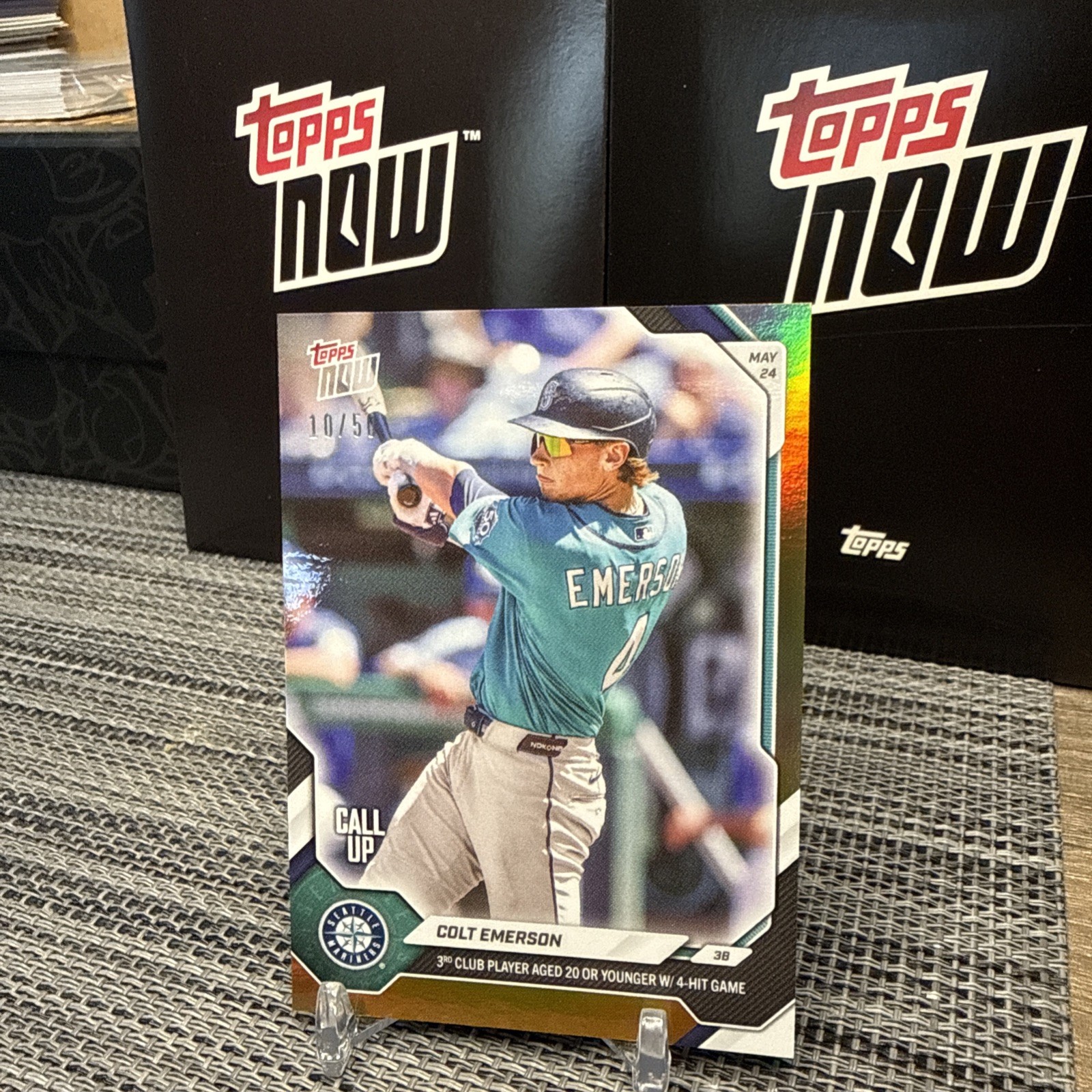Colt Emerson, Seattle Mariners – 2026 Topps Now CALL-UP…Gold Foil Parallel 10/50