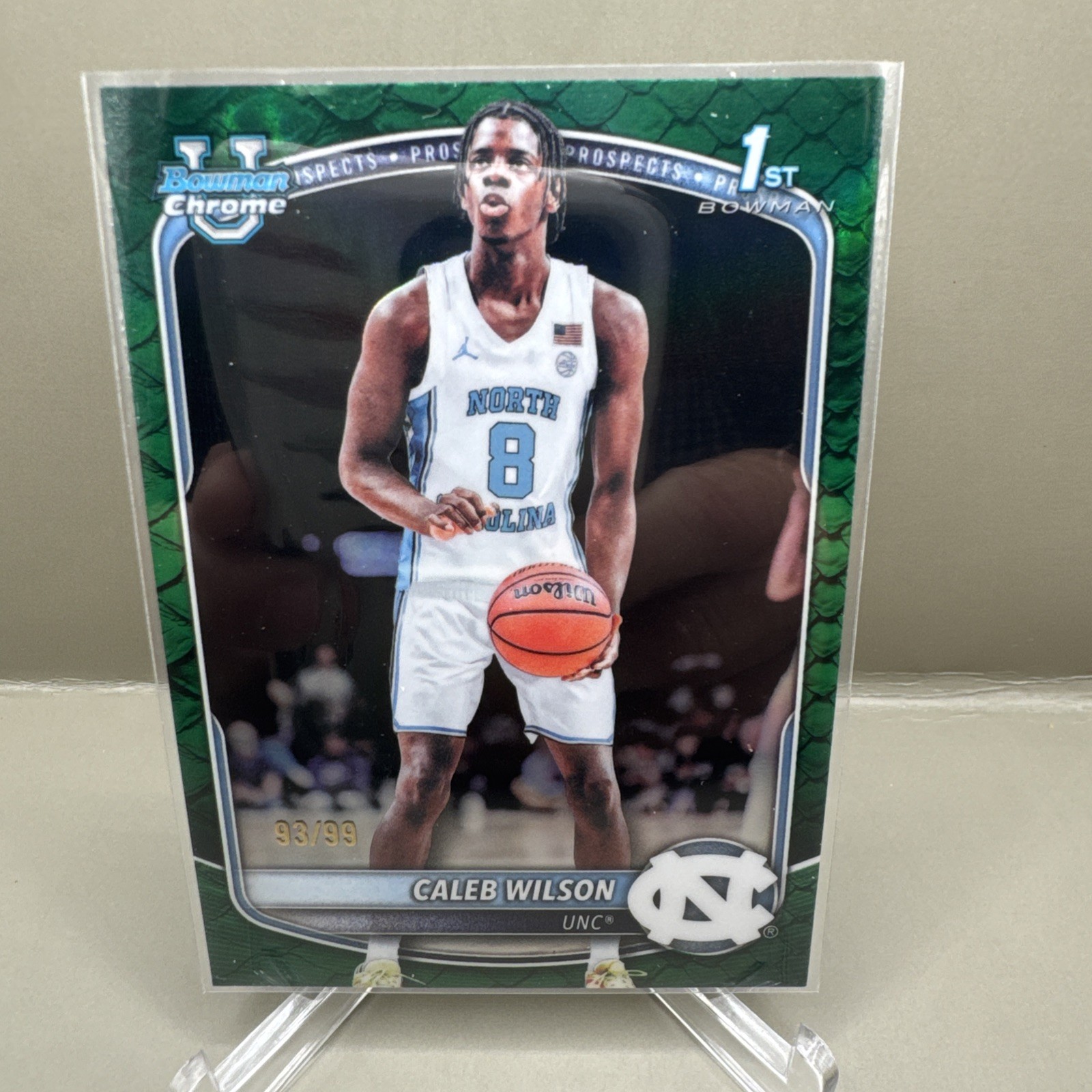 2025-26 Bowman U Chrome 1st – Green Reptilian #CPA-83 Caleb Wilson Rookie 93/99