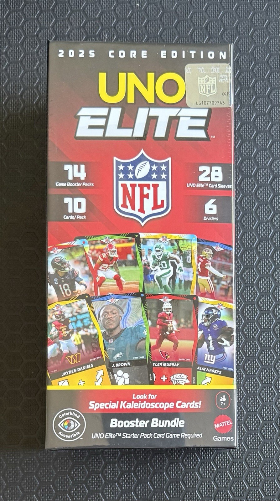 UNO Elite NFL 2025 Core Edition Booster Bundle Box 14 Packs 140 Cards New Sealed
