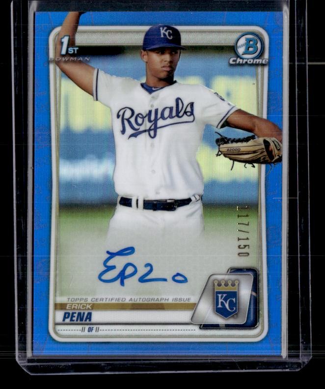 2020 Bowman Chrome #CPA-EPE Erick Pena Prospect Autographs Blue Refractor SN,AU