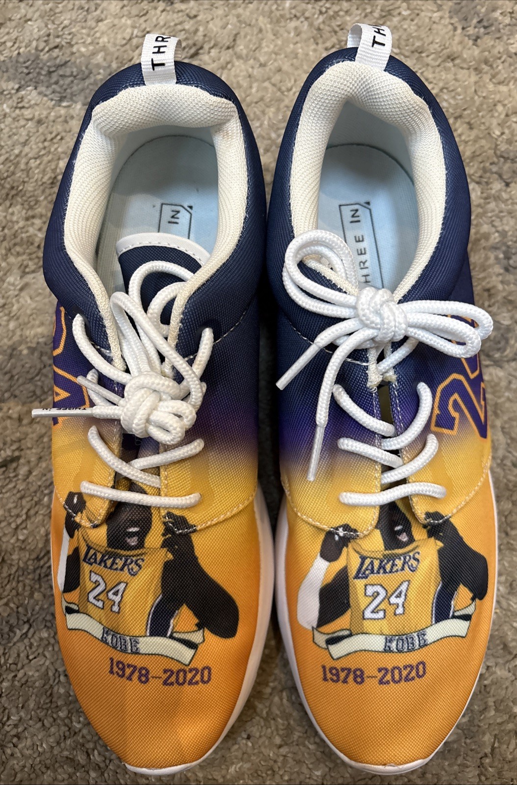 KOBE BRYANT #24 LA Lakers Three In Basketball Shoes 1978-2020 size 10.5 US NEW