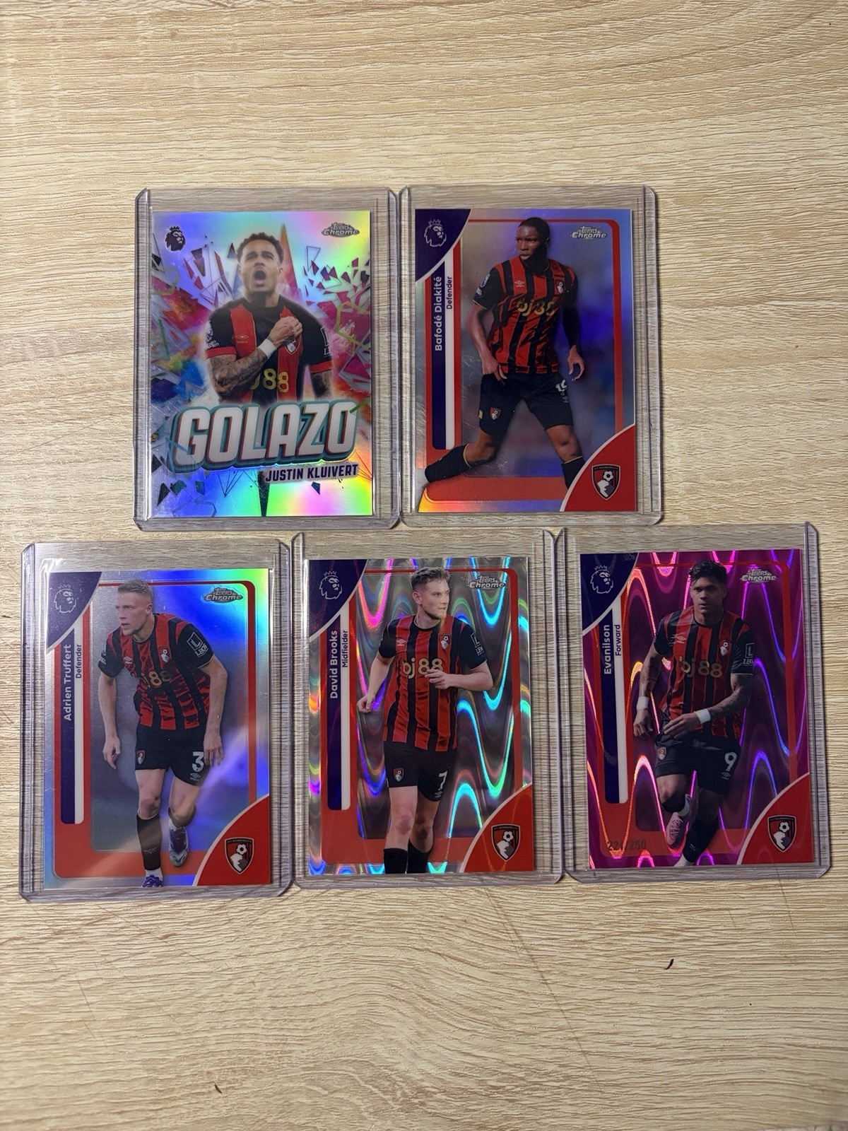 Topps Chrome Premier League AFC Bournemouth Refractor and Numbered Lot 5 2025-26