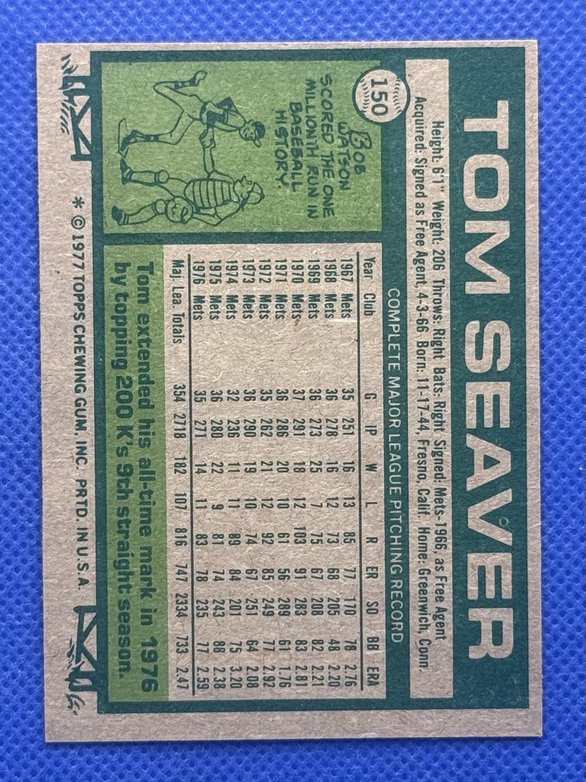 1977 Topps Tom Seaver #150 NR-MINT RC1060
