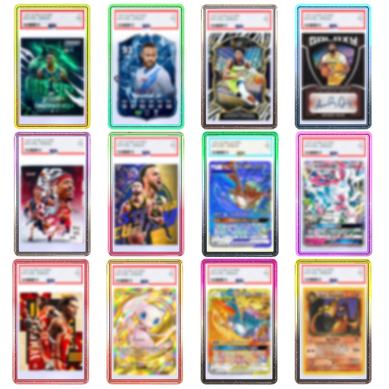 For PSA/CGC Gradient Glitter TPU Bumper Graded Card Slab Guard Protector Case
