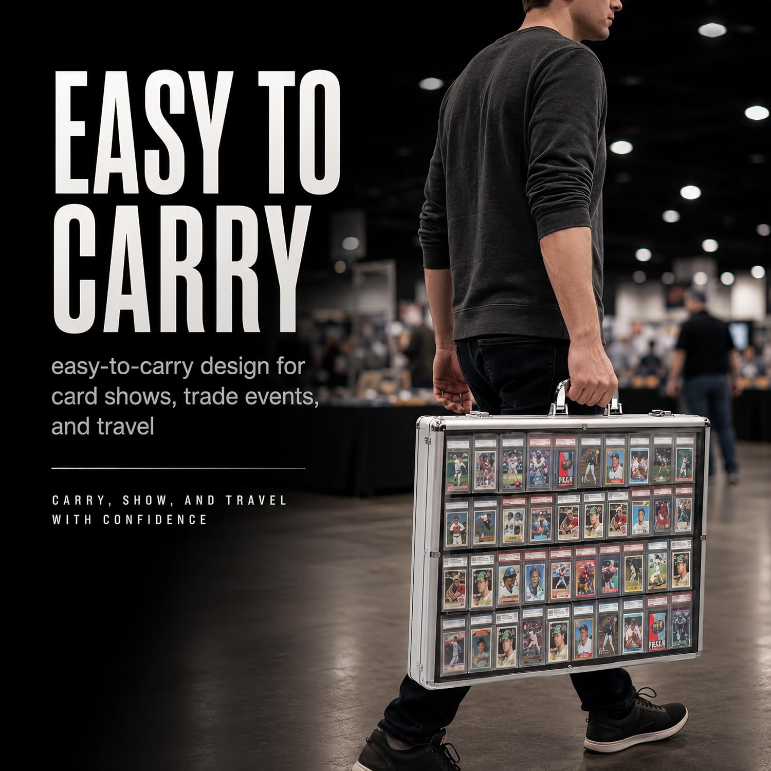 Card Show Display Case Large Aluminum 34″X22″ Lockable Trading Card Display