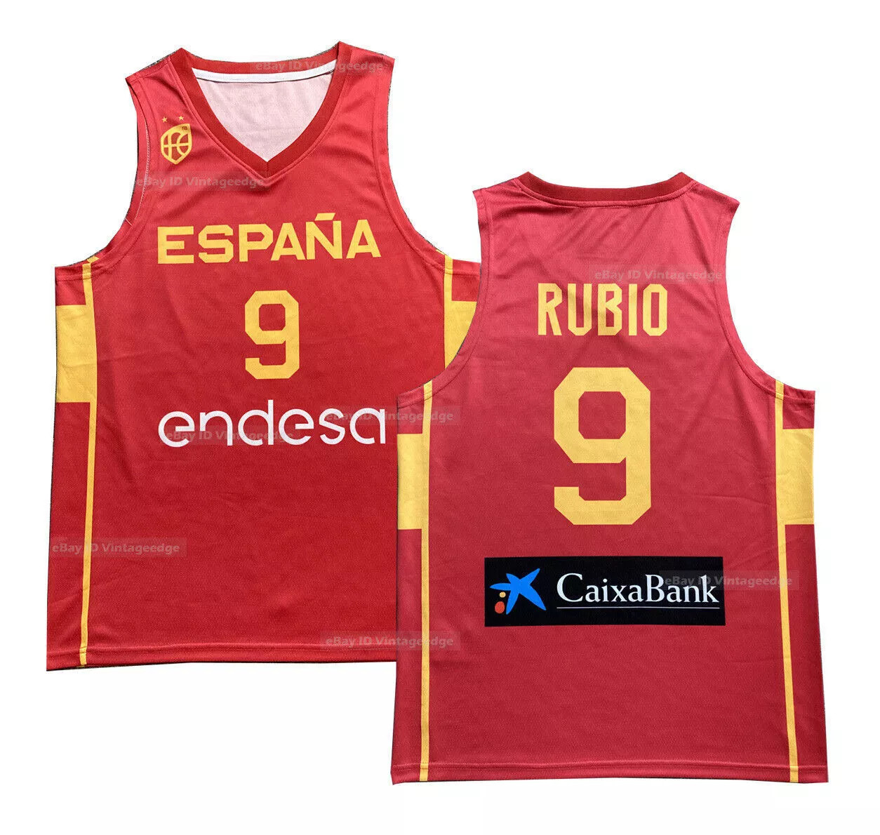 Throwback Ricky Rubio #9 Basketball Jersey Red S-6XL Custom Names