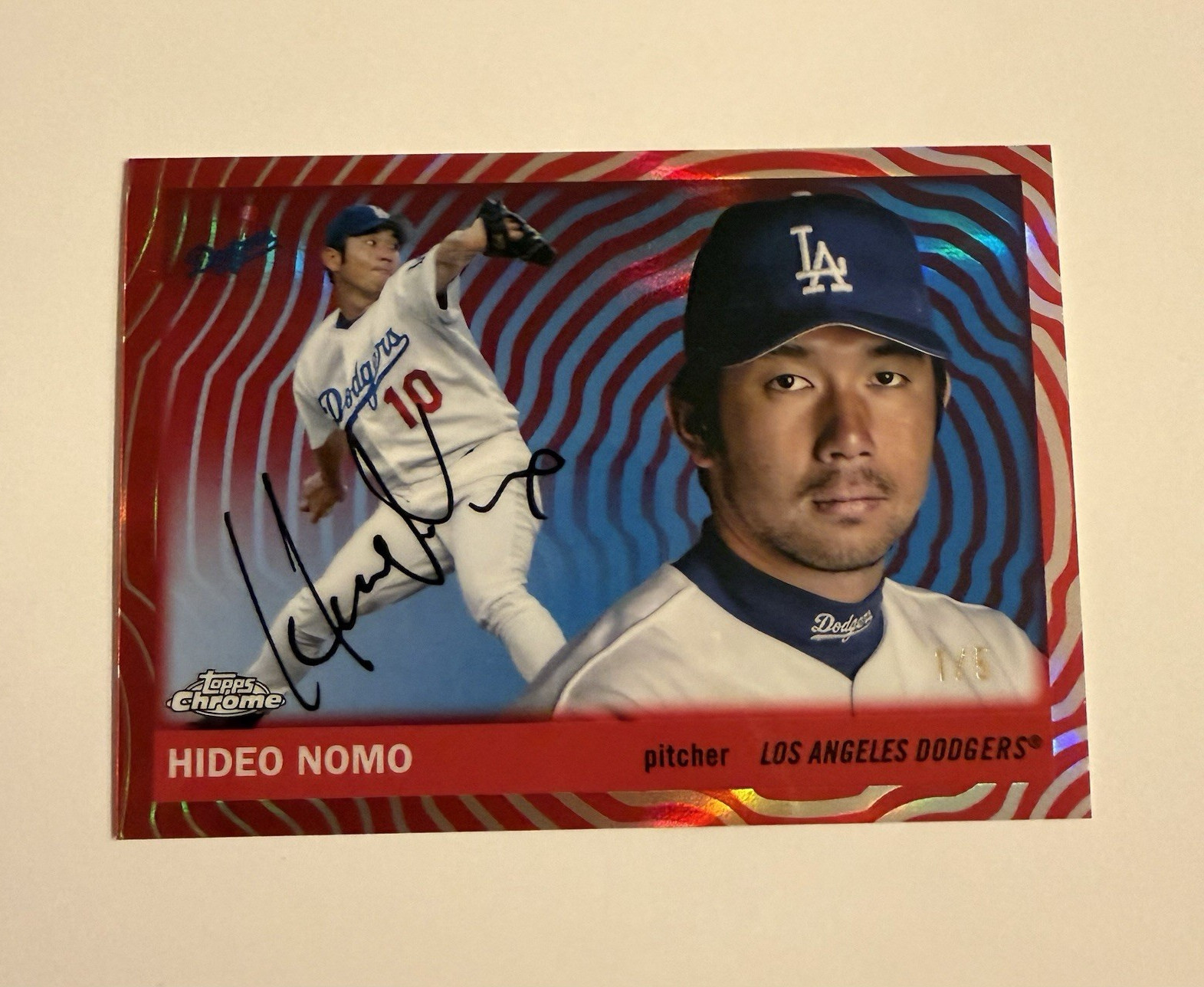 Topps 2025 Topps Chrome 1/5 Hideo Nomo Dodgers #233 Hard Signed Auto Parallel