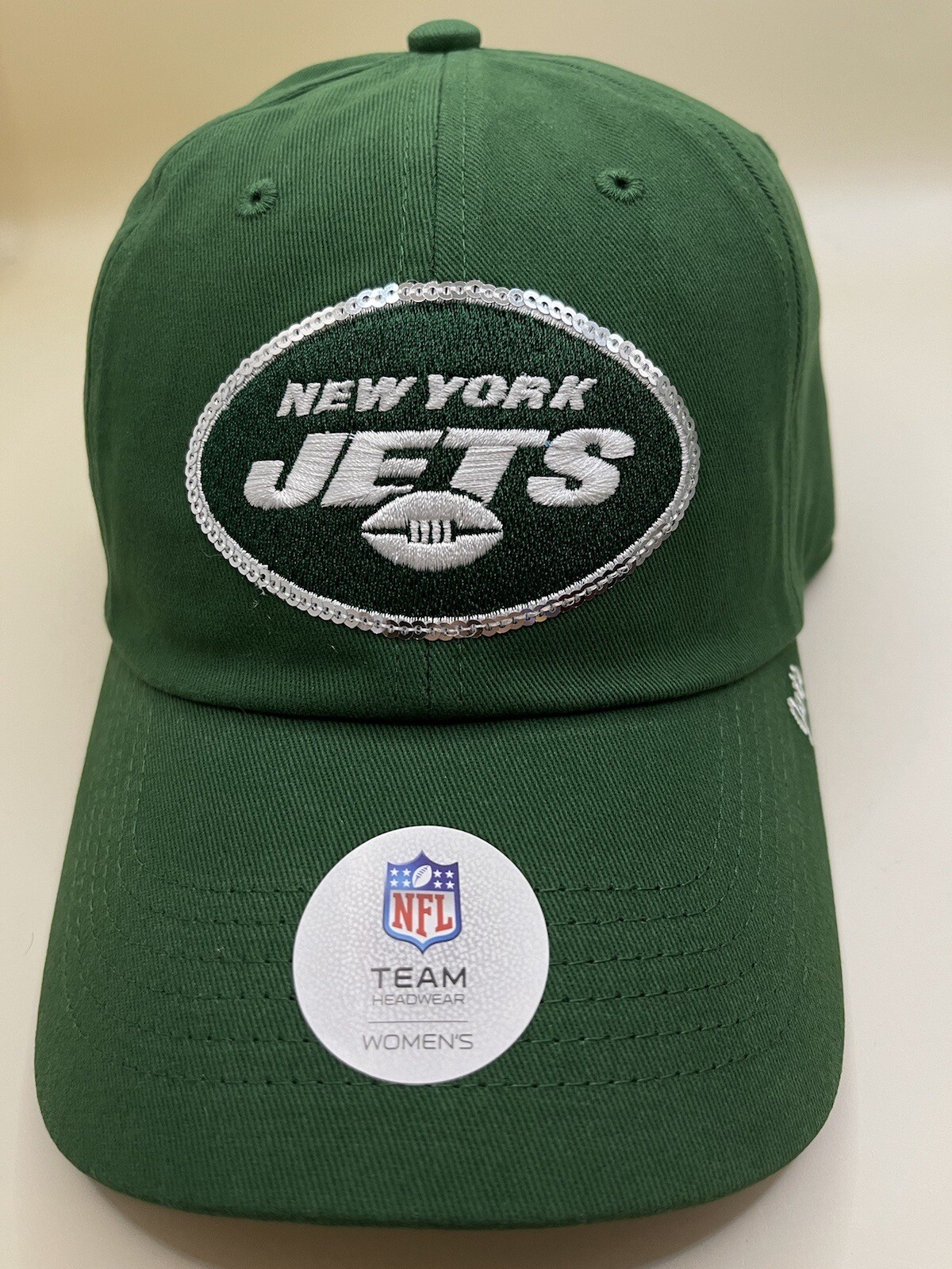 New York Jets Women’s Team Color Sparkle Adjustable Hat Green One Size New