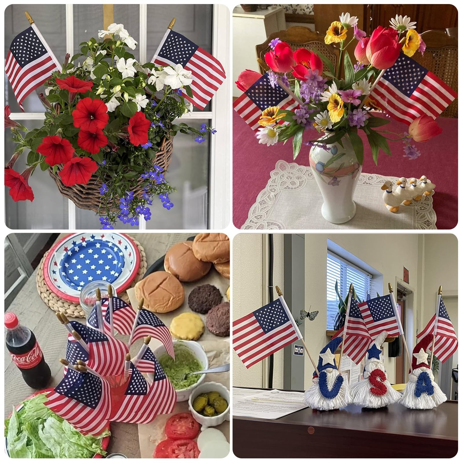 500 Pcs Small American Flags on Stick, 250th Anniversary US Flags/Mini 60 PCS