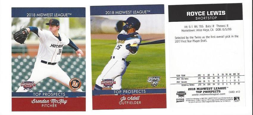 2018 MIDWEST LEAGUE PROSPECTS COMPLETE SET MINOR LEAGUE M GORE, CHISHOLM, GREENE