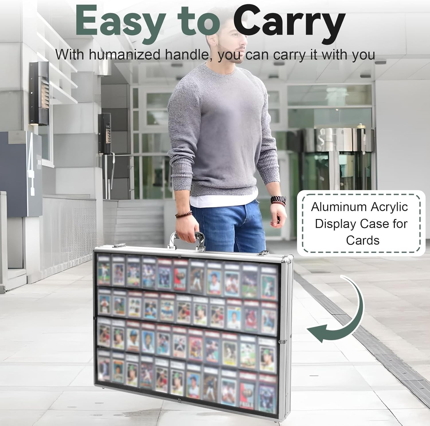 Large 34″x22″ Tabletop Aluminum Display Case with Locks – Secure Your Treasures