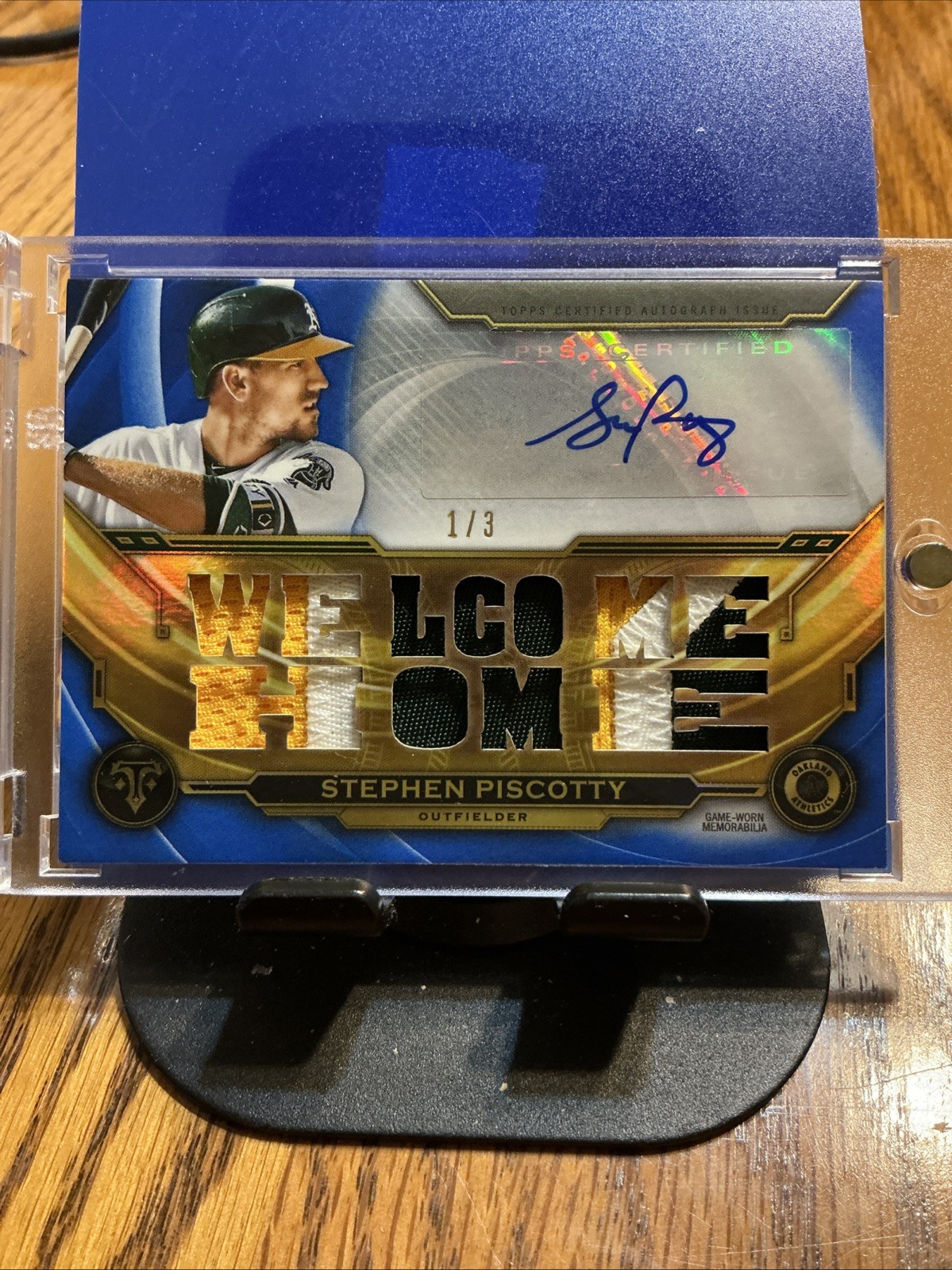 2019 Topps Triple Threads Auto Relics Blue 1/3 Stephen Piscotty #TTAR-SPI1 Auto