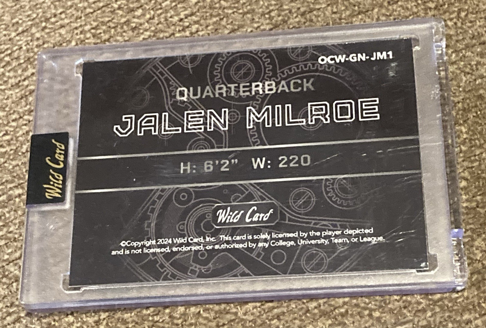 2024 Matte Wild Card Qb1 On The Clock Jalen Milroe RC SP #d 4/15 Jersey Match