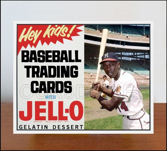 1963 Hank Aaron Jello Baseball Cards Store Counter Standup Sign Braves HOF