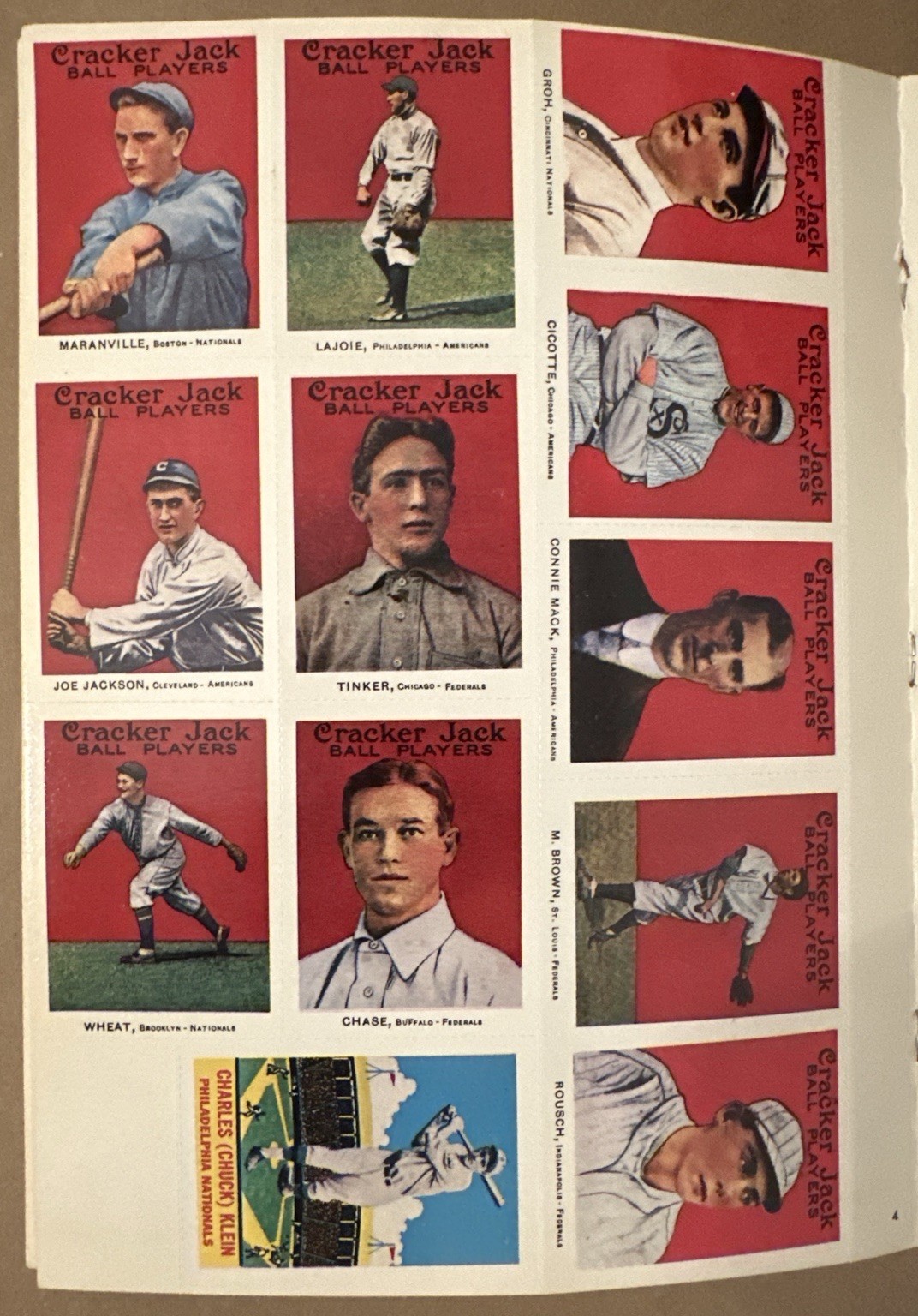 1977 Complete Set Dover Publishing Reprint 98 Baseball Cards, Book 8 Pages