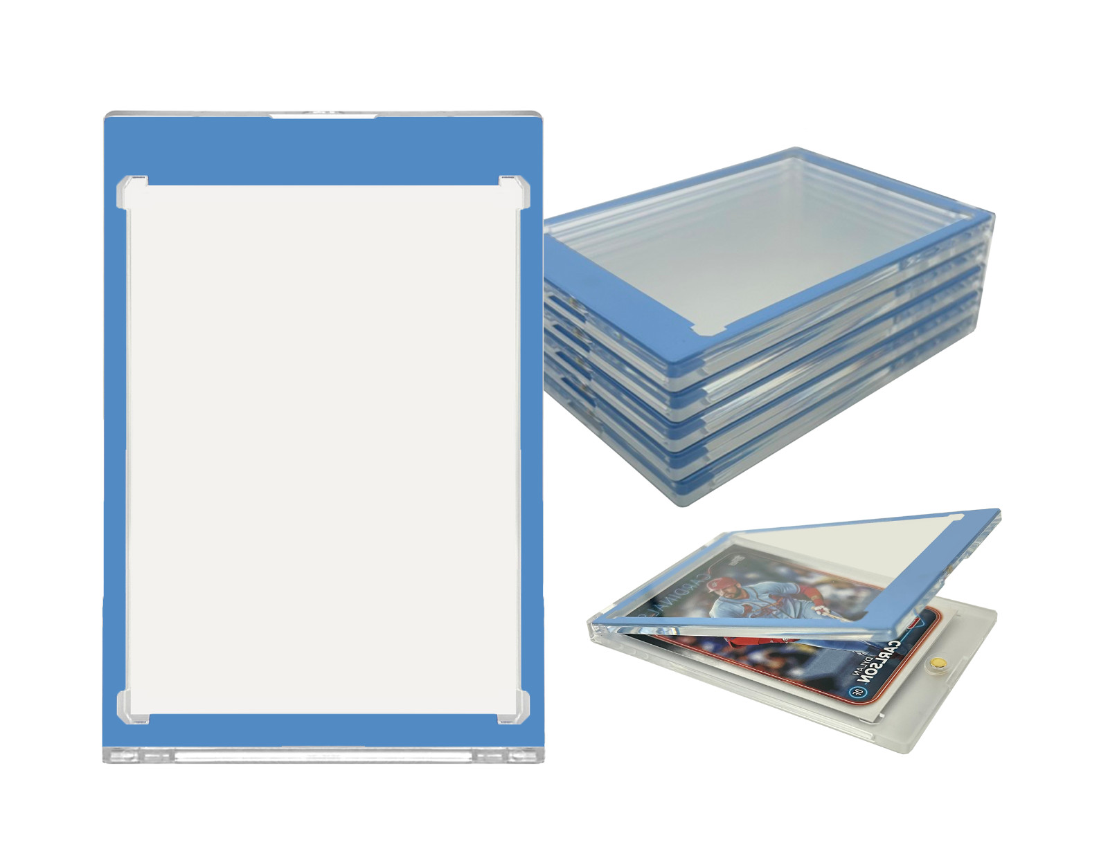 CF Magnetic Card Holder One Touch Case LIGHT BLUE BORDER – 35PT-260PT Sizes