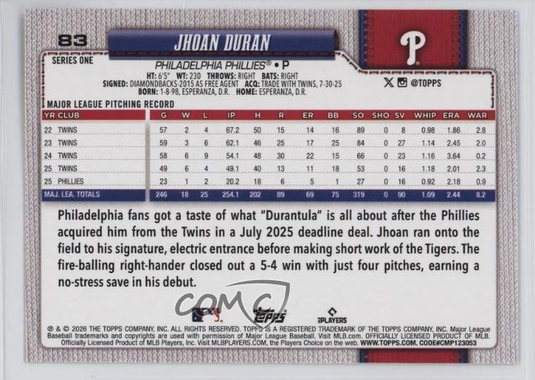 2026 Topps Series 1 Topps Logo Jhoan Duran #83 14dq