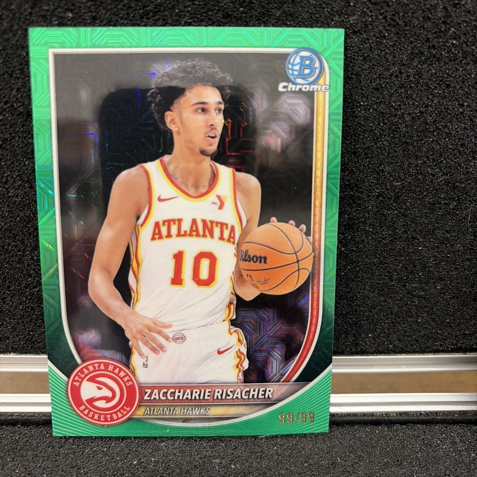 ZACCHARIE RISACHER /99 True Green Refractor 🔥2025-26 Bowman Chrome 🔥Hawks