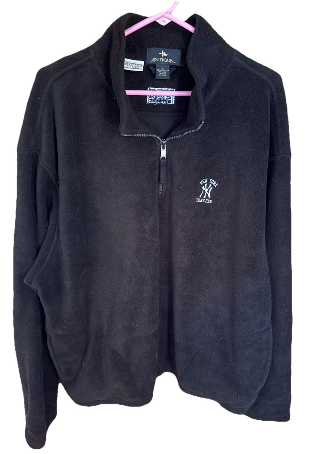 NY Yankees + YES NetworK XL ANTIQUA BLACK 1/4 Zip Polyester Sweatshirt RARE