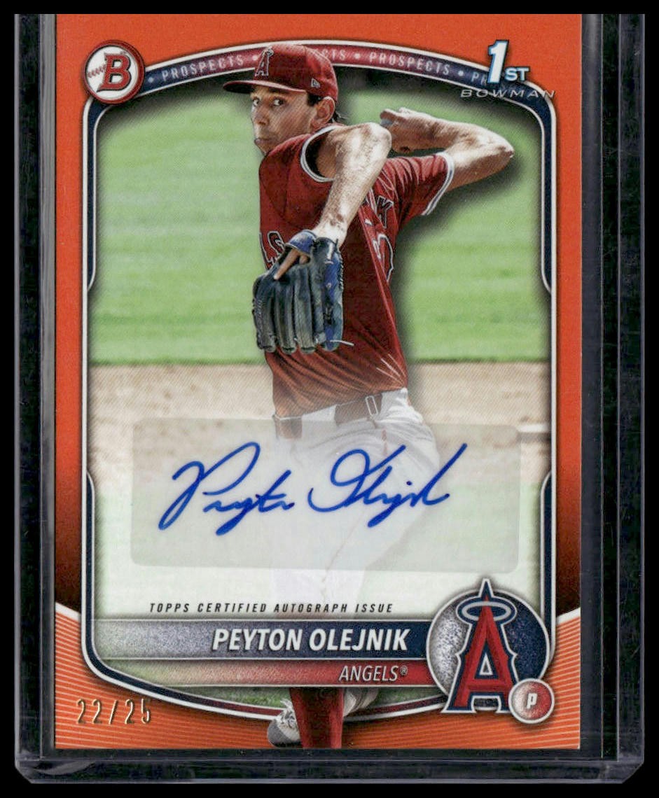 2025 Bowman Peyton Olejnik #BPA-PO Angels SN,AU Prospect Autographs Orange