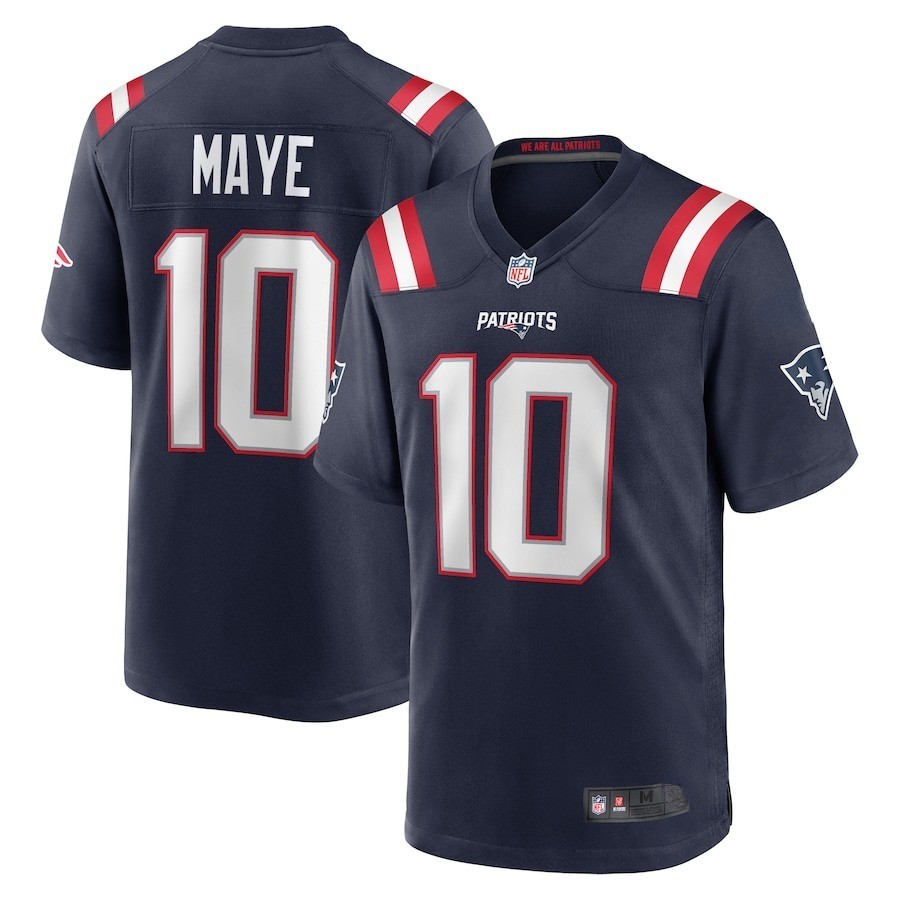Men’s Drake Maye Red Player Game Jersey – Fully Stitched