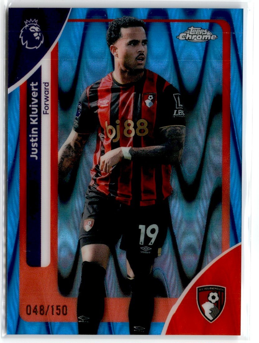 2026 TOPPS CHROME PREMIER LEAGUE BLUE RAYWAVE JUSTIN KLUIVERT /150 BOURNEMOUTH