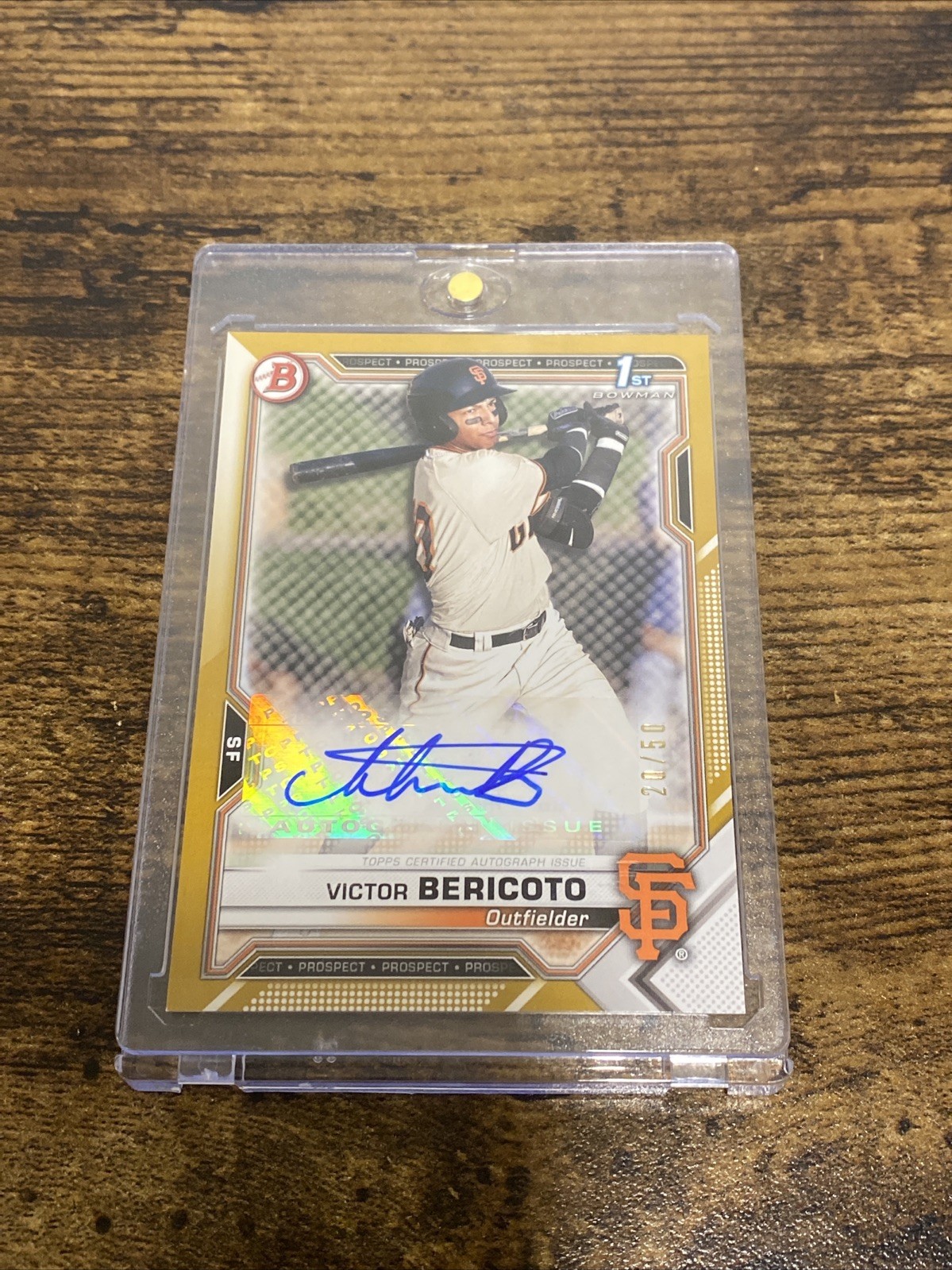 2021 Bowman Prospect Autographs Victor Bericoto #PAPR-VB Gold /50 Auto RC Rookie