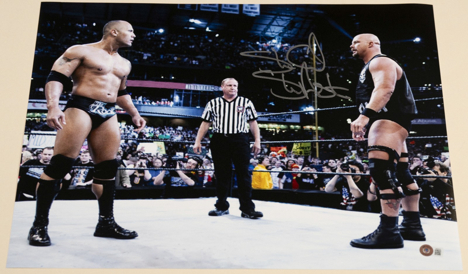 Stone Cold Steve Austin Signed 16×20 Photo BAS COA WWE The Rock Picture Auto’d B