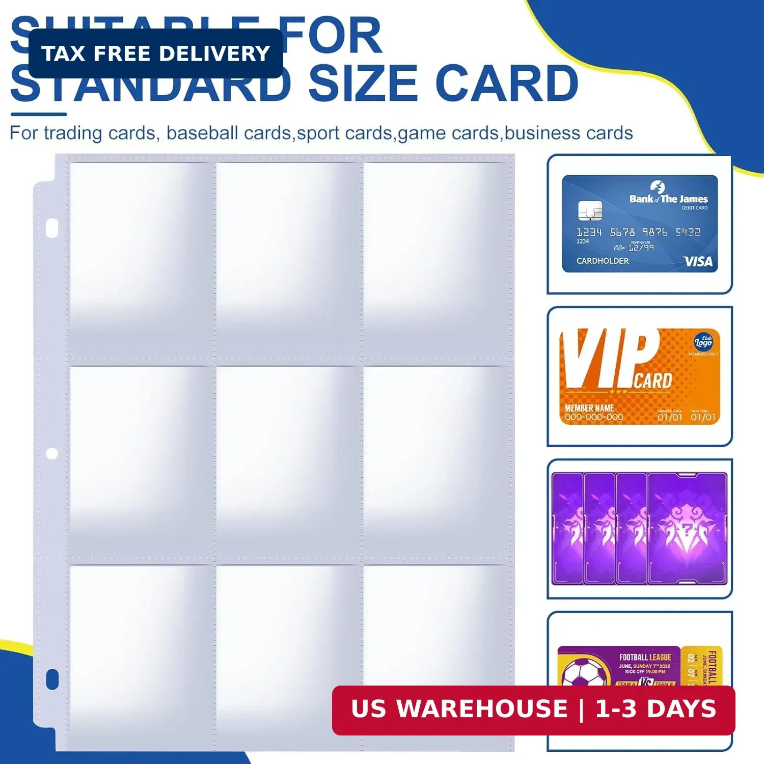 1080 Pockets Card Sleeves Binder Sheets, 9 Pocket Card Sleeves for 3 Ring Binder