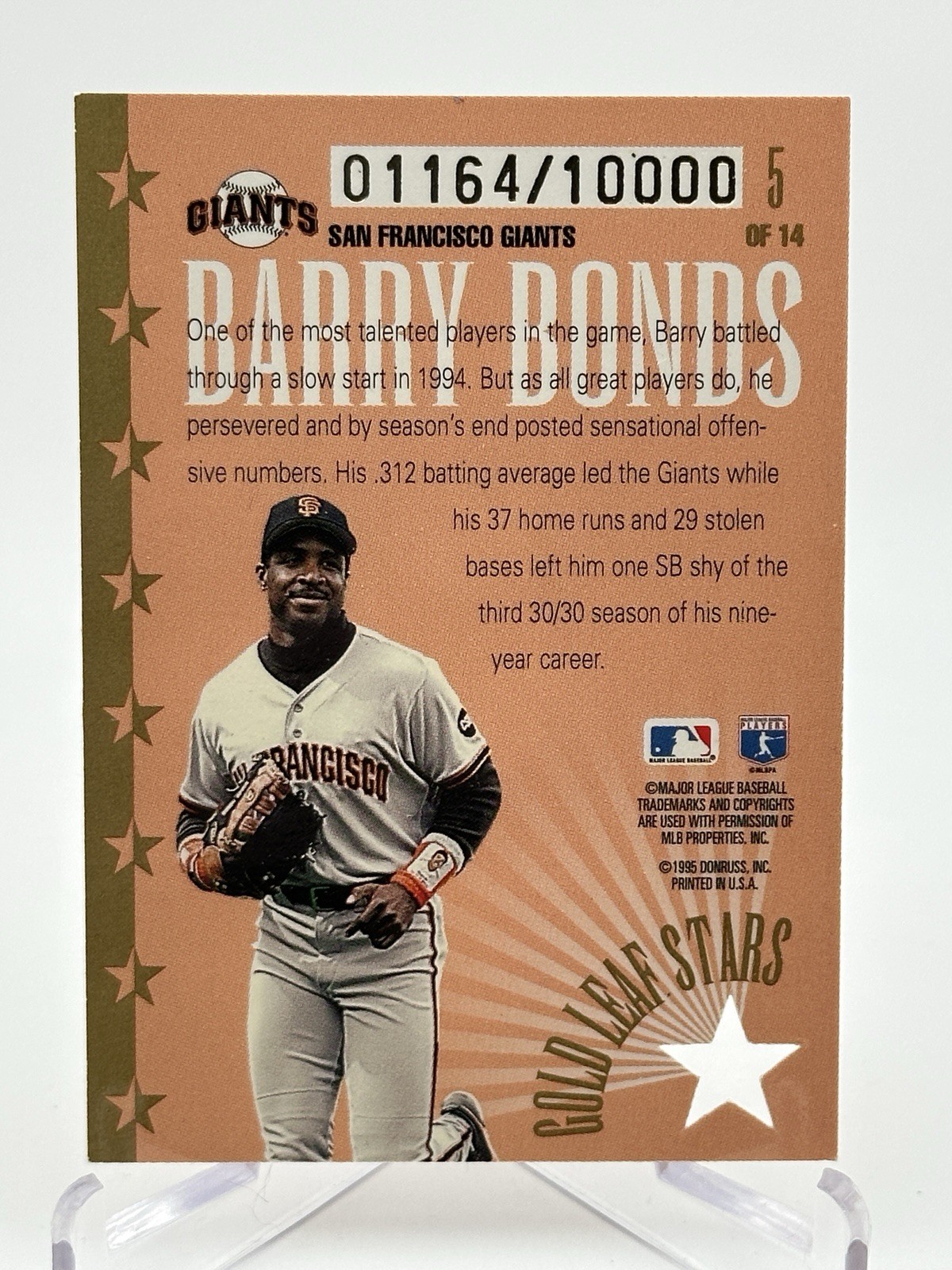 1995 Leaf Barry Bonds Gold Leaf Stars /10000 #5 San Francisco Giants