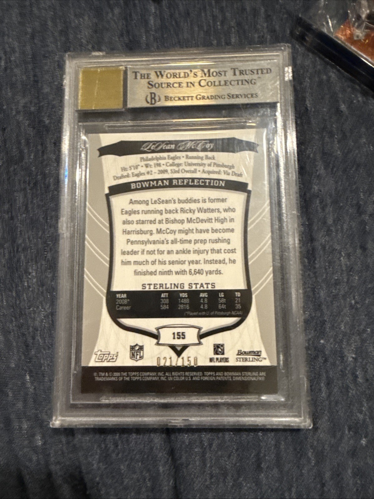 2009 Bowman Sterling – Memorabilia LeSean McCoy #155 Autographed /150