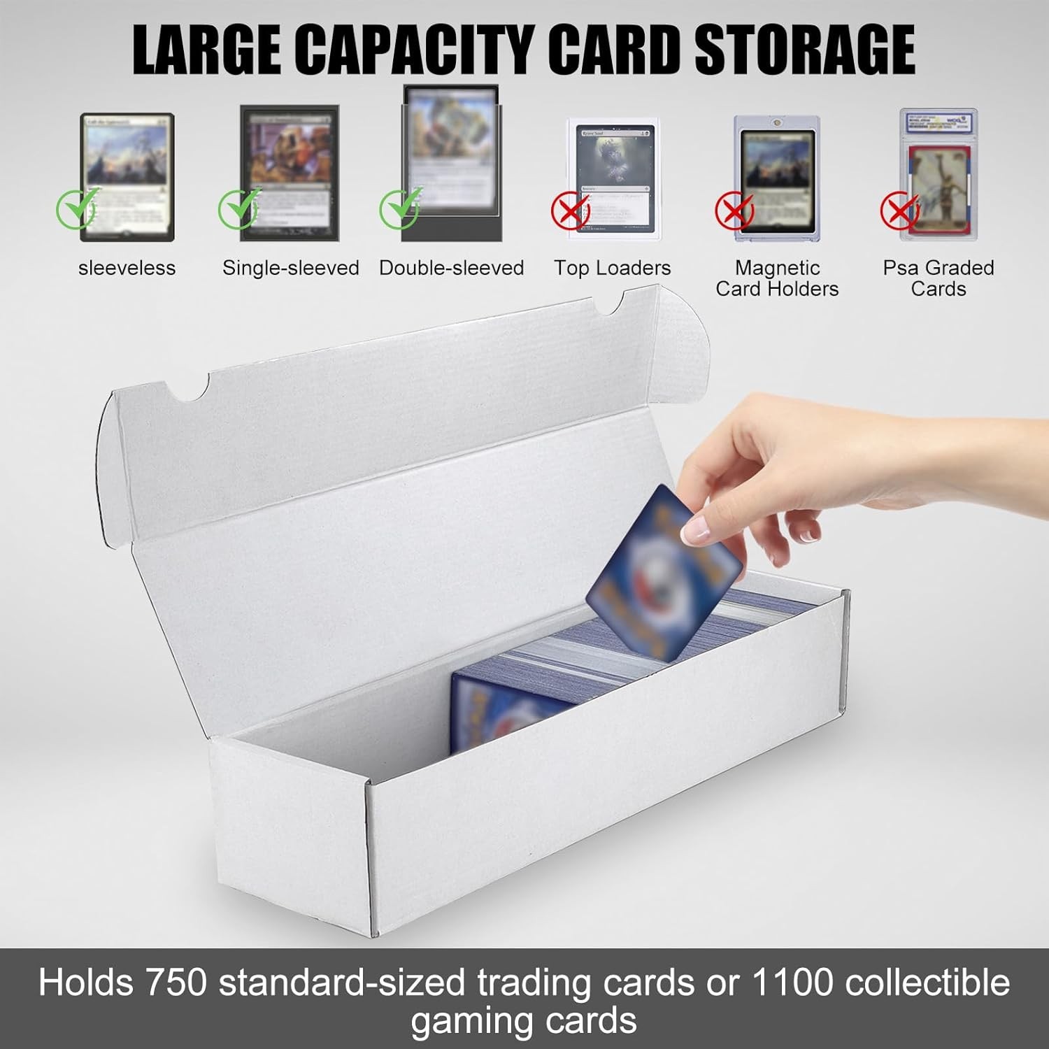 Trading Card Storage Box 10-Pack 1100 Count White Cardboard Bulk Organizer