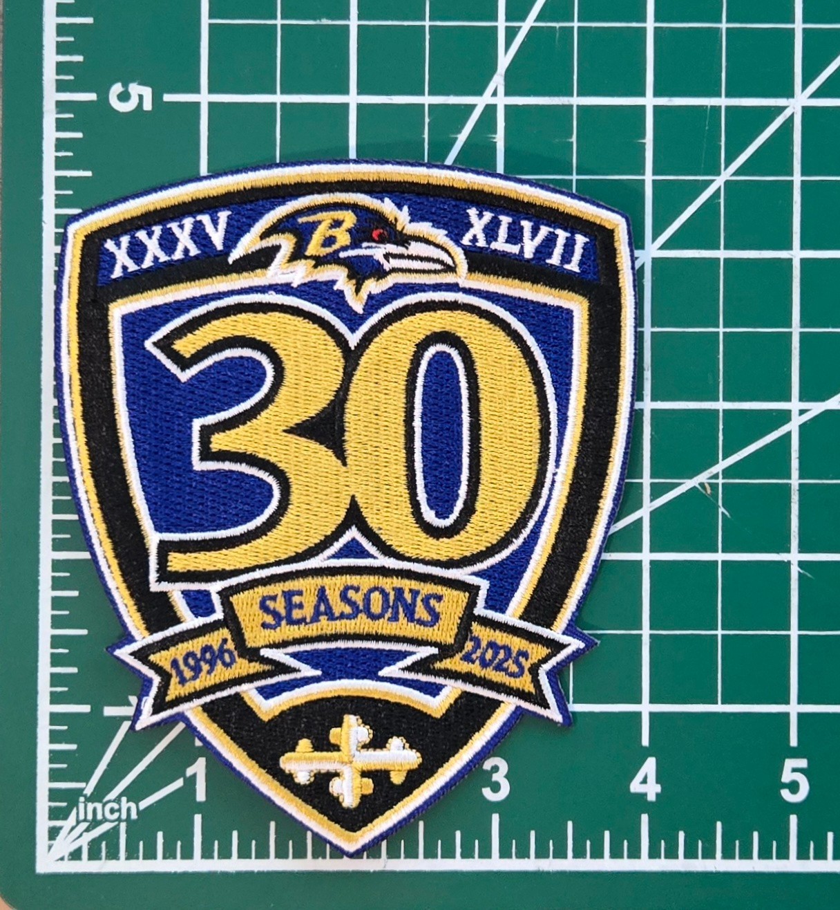 Baltimore Ravens 30 Seasons 4 1/2″ Iron On Embroidered Patch Free Tracking!