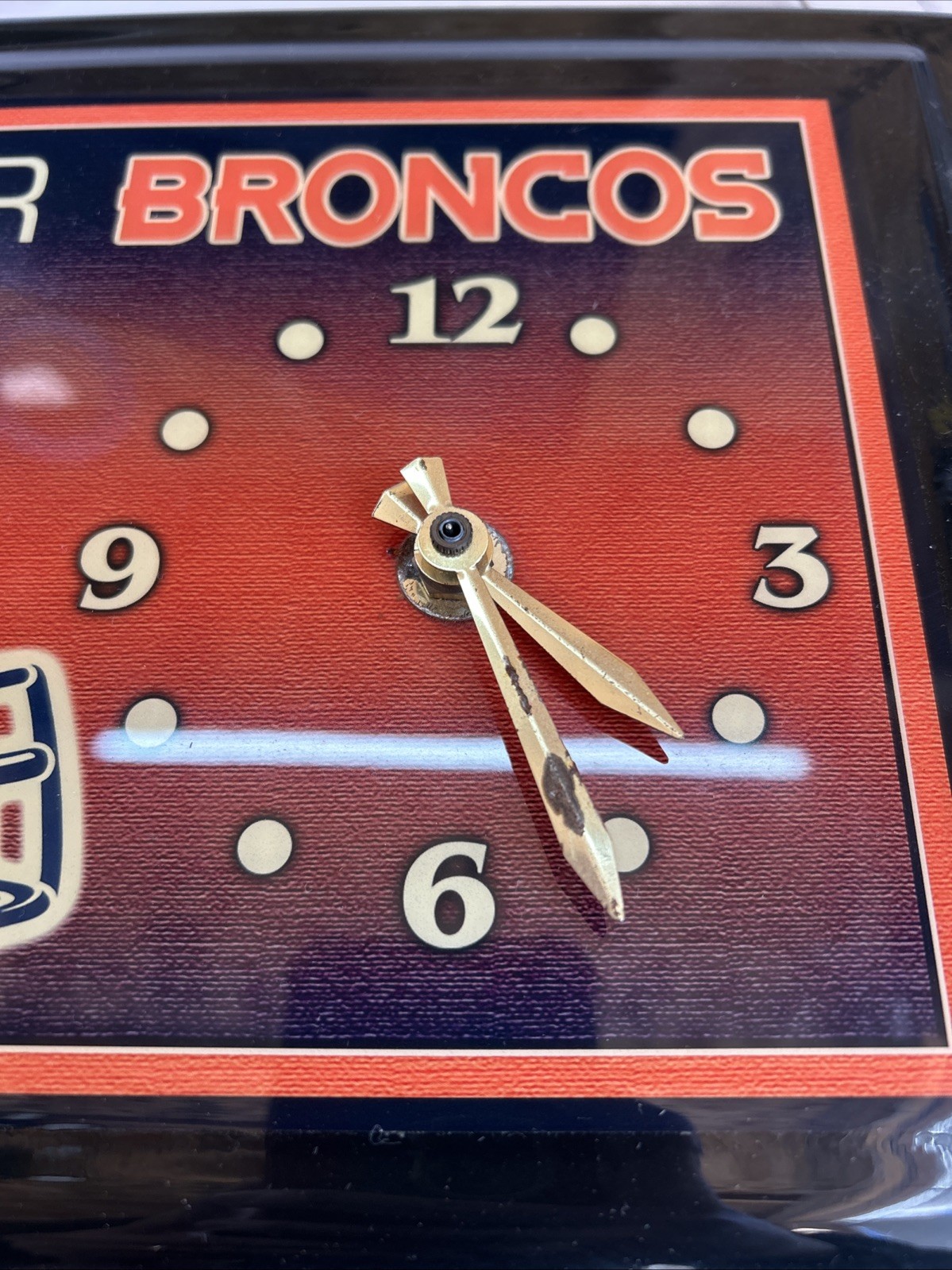 VINTAGE Denver Broncos Rectangular 13×9 Wall Hanging Clock Working