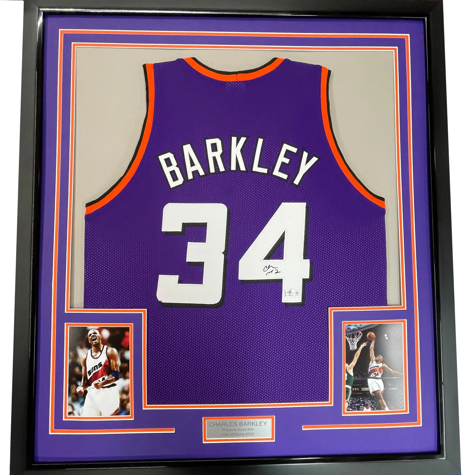 Framed Facsimile Autographed Charles Barkley 33×42 Purple Reprint Auto Jersey