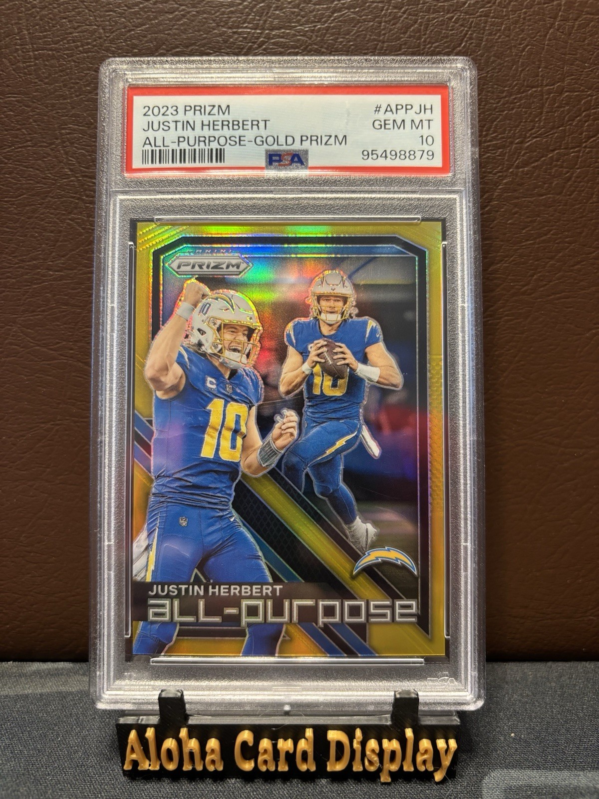 2023 Panini Prizm Justin Herbert All Purpose Gold 1/10 – PSA 10 GEM MT BOOK END