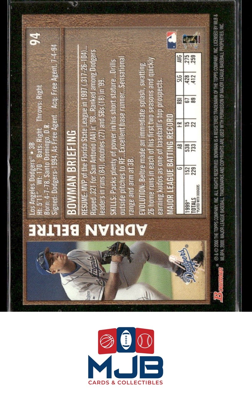 2000 Bowman Adrian Beltre Retro/Future #94 Los Angeles Dodgers