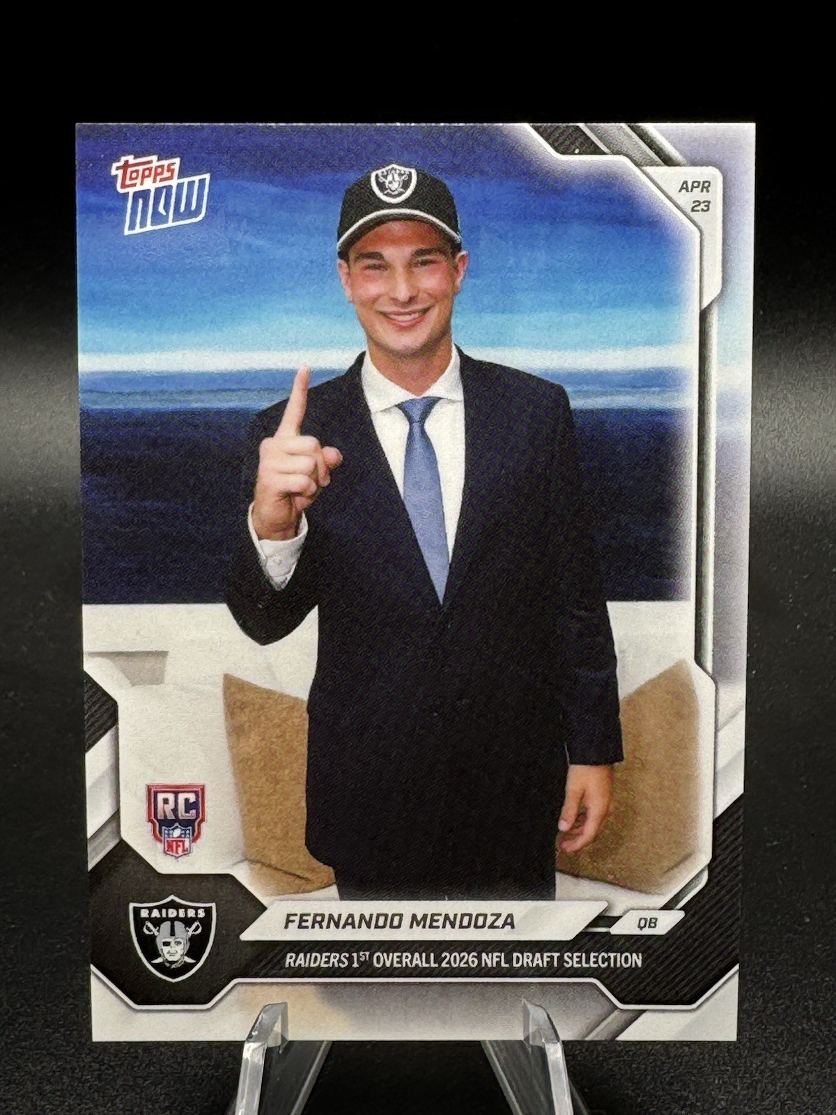 2026 Topps Now NFL Draft Fernando Mendoza Rookie RC #FMEN Raiders 1st pick