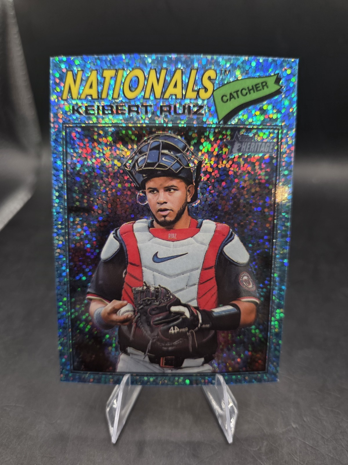 2026 Topps Heritage #201 – Keibert Ruiz – Blue Sparkle Parallel – Washington