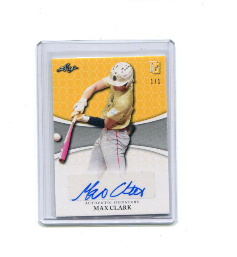 2022 Leaf Perfect Game Showcase Blank Back Yellow Autographs Max Clark Auto 1/1
